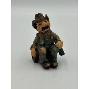 Unique Vintage Drunken Cowboy Figurine 3.5" EUC